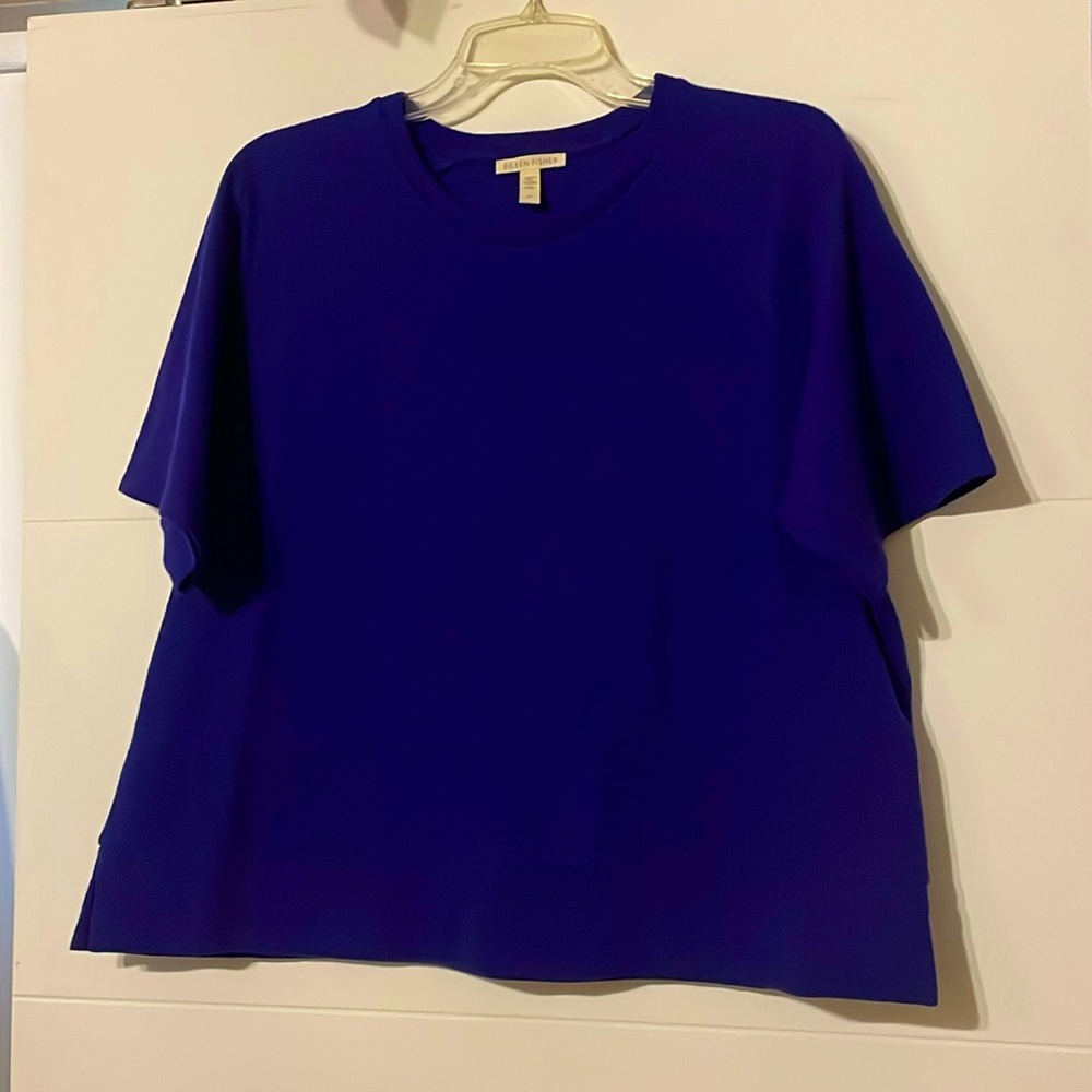 Eileen Fisher Stunning Royal Blue short waisted Boxy Tunic. Size S/P
